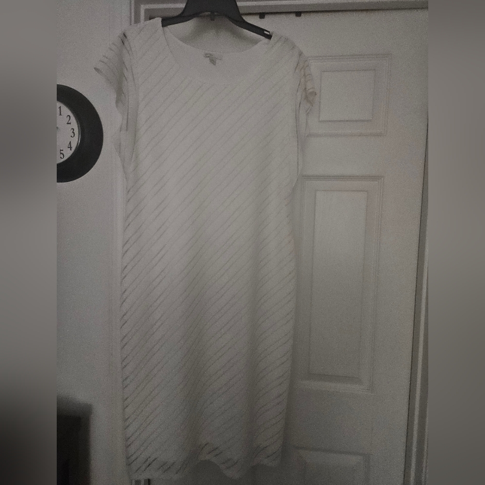 Elegant White Striped Dress